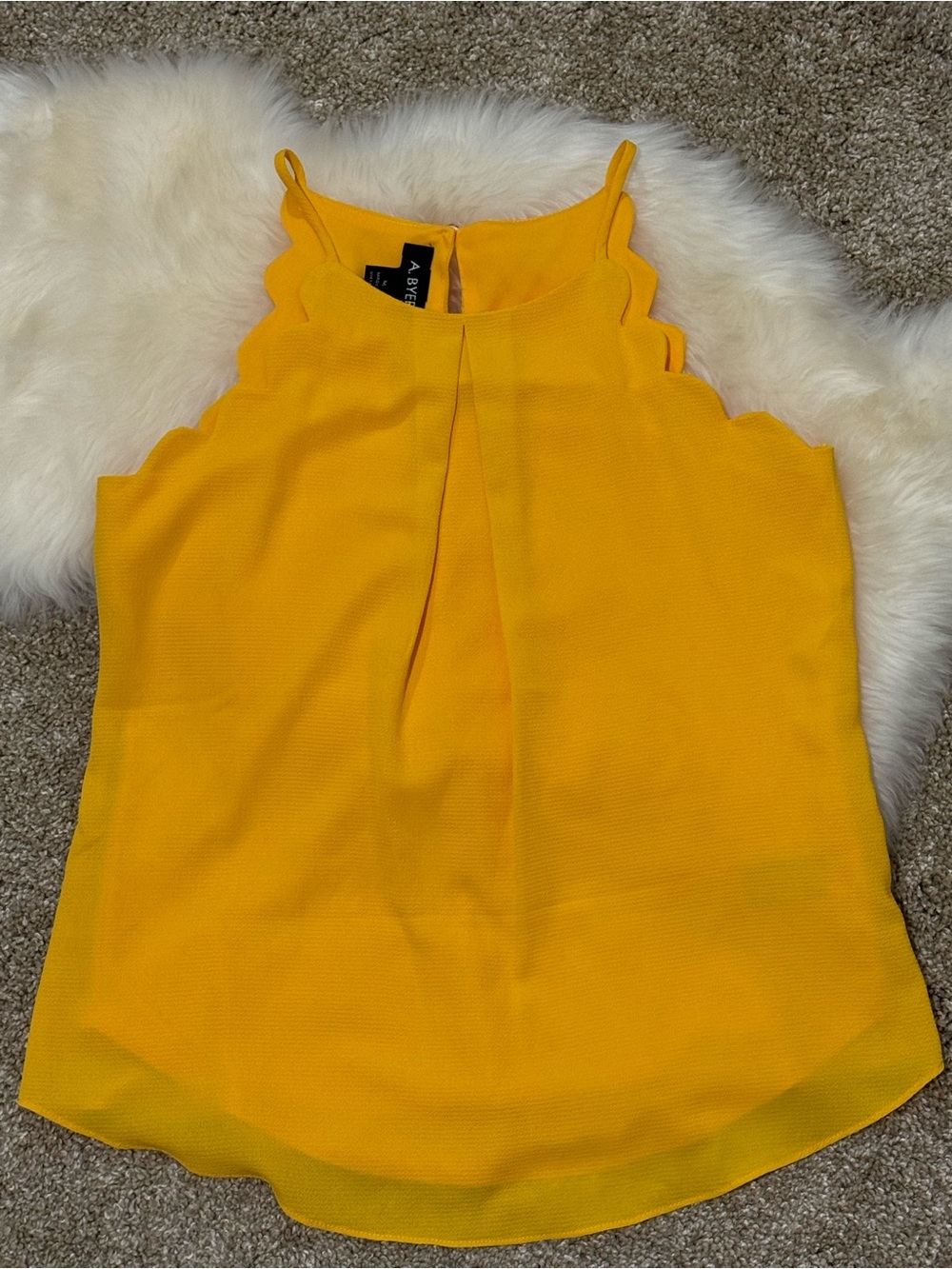 A. Byer Yellow Scalloped Halter Blouse Tank Size M